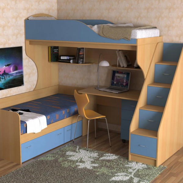 Мебель для маленькой детской комнаты для двух детей